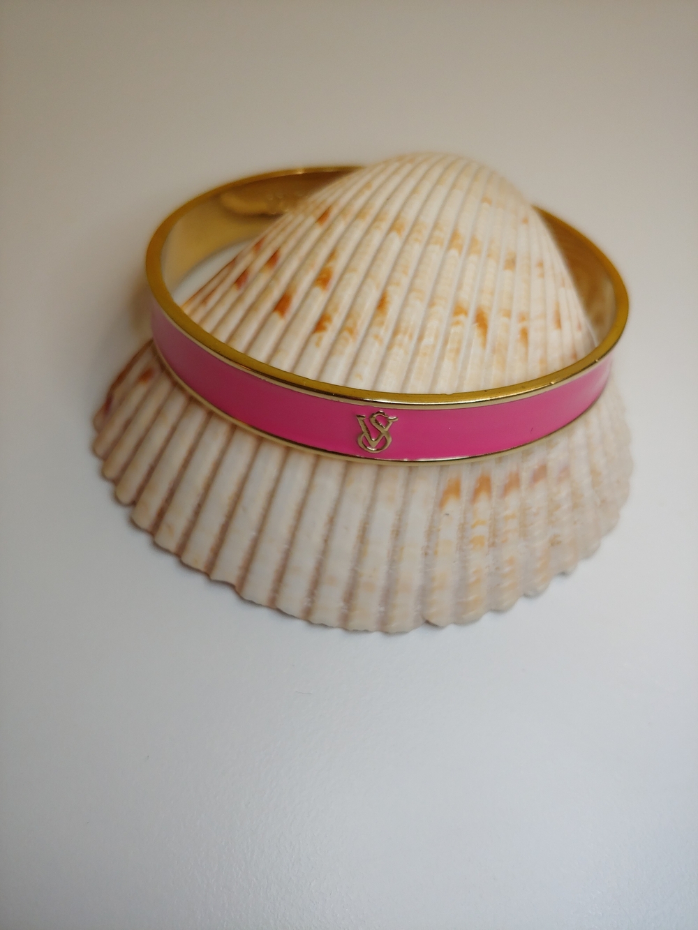 Victoria's Secret Gold-Tone Bracelet with Pink Enamel Band